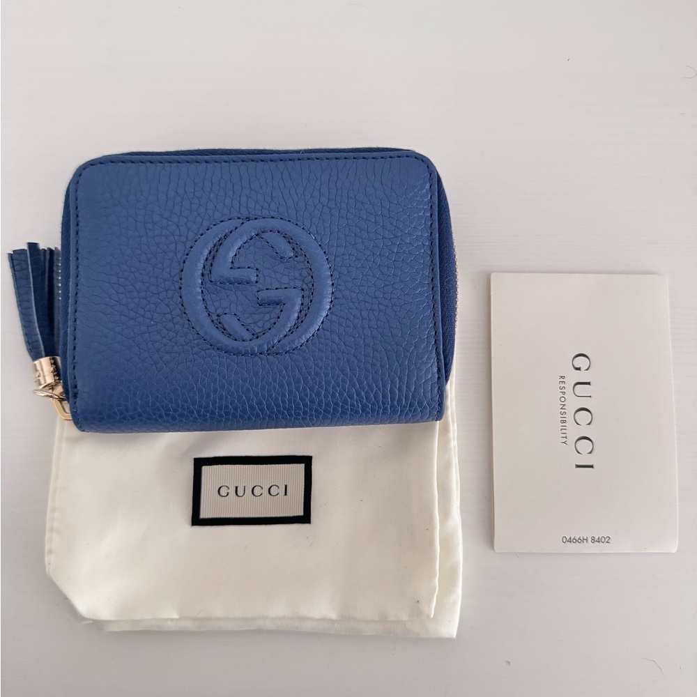 Gucci Soho Mini Zippered Wallet in Periwinkle - New Authentic
